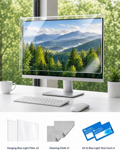 2 Pack Anti-Blue Light & Anti-Scratch Screen Protector Shield for 27 Inches Desktop Computer Monitor, Hanging Block Filter Panel for Eye Protection | for 27 Inches Desktop Computer Monitor, Hanging Block Filter Panel for Eye Protection in Saudi Arabia