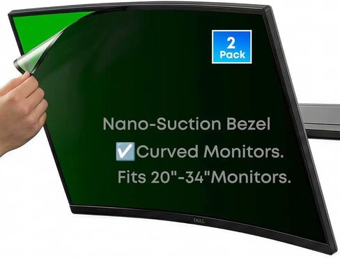 [24 Inch 16:10] Computer Privacy Screen Filter (2 Pack) – Pre-Installed Nano-Suction Bezel (No Messy Tapes) – Anti-Blue Light & Anti-Glare Film – Seamless "Native" Fit for Ultra-Wide & Curved Monitors – Secure 4-Sided Grip for Tilted Screens – Washable &  in Saudi Arabia
