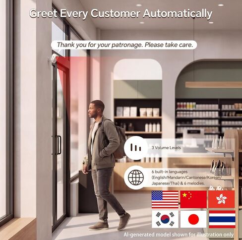 Motion Sensor Alarm with 20s Custom Voice Recording | 120dB Loud Indoor Motion Detector Alarm, Wireless Doorbell Entry Alert for Business, Store, Office and Caregiver in Saudi Arabia