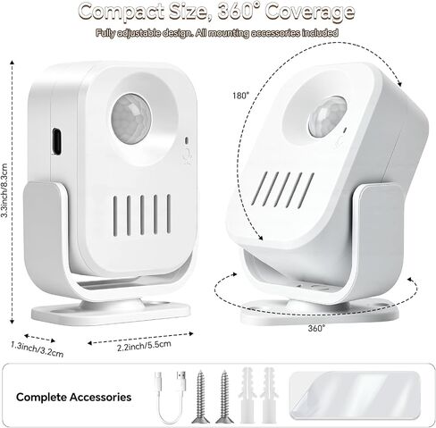 Motion Sensor Alarm with 20s Custom Voice Recording | 120dB Loud Indoor Motion Detector Alarm, Wireless Doorbell Entry Alert for Business, Store, Office and Caregiver in Saudi Arabia