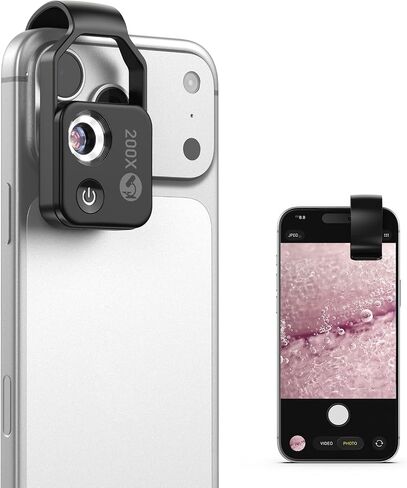 200X Phone Mini Pocket Microscope with CPL Filter, LED Light, Universal Clip, Nano Zoom Portable Digital Microscope Camera Attachments for 99% Smartphone in Kuwait