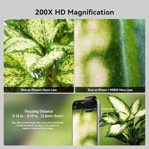 200X Phone Mini Pocket Microscope with CPL Filter, LED Light, Universal Clip, Nano Zoom Portable Digital Microscope Camera Attachments for 99% Smartphone in Kuwait