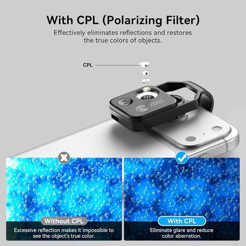 200X Phone Mini Pocket Microscope with CPL Filter, LED Light, Universal Clip, Nano Zoom Portable Digital Microscope Camera Attachments for 99% Smartphone in Kuwait