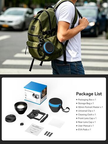 MIAO LAB 2X Telephoto Portrait Master Lens for iPhone, Samsung, Android - 50mm F1.05 Portrait Lens, 17mm Threaded Interface with Universal Clip for Portraits, Flowers, Food, Pets & Night Scenes in Saudi Arabia