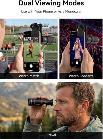 Evil eye 18X Telephoto Lens, Hight Power Telephoto Phone Lens with Tripod, Mobile Cell Lens Attachment for Android & iPhone, Samsung and Most Smartphone in Kuwait