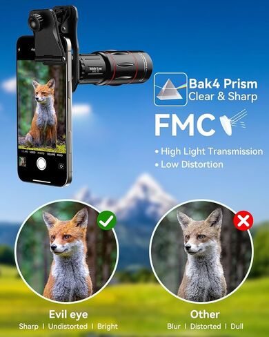 Evil eye 18X Telephoto Lens, Hight Power Telephoto Phone Lens with Tripod, Mobile Cell Lens Attachment for Android & iPhone, Samsung and Most Smartphone in Kuwait