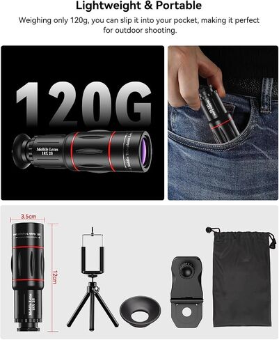 Evil eye 18X Telephoto Lens, Hight Power Telephoto Phone Lens with Tripod, Mobile Cell Lens Attachment for Android & iPhone, Samsung and Most Smartphone in Kuwait