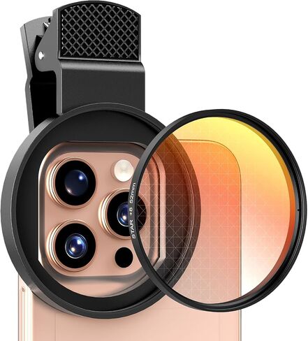 8 Points Star Filter,52mm Rotatable Star Lens for iPhone 16/15/14/13 Pro Max Moto Google Samsung TCL Phone, Cross-Screen Sparkle Effect Starburst Filter with Clip,Nightscape in Saudi Arabia