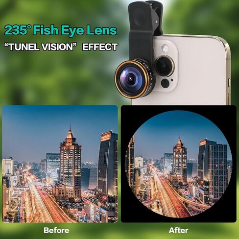 Fisheye Lens 235°Clip-On Cellphone Camera Lens Kit,Fish Eye Lens for iPhone 17 16 15 and Android Smartphone,Cartoon, Surreal Photos in Saudi Arabia