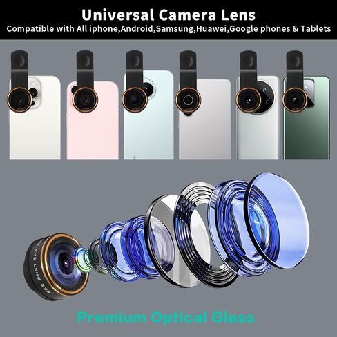 Fisheye Lens 235°Clip-On Cellphone Camera Lens Kit,Fish Eye Lens for iPhone 17 16 15 and Android Smartphone,Cartoon, Surreal Photos in Saudi Arabia