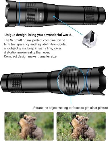 36X Telephoto Lens, Evil Eye High Power HD Telephoto Phone Lens with Tripod for Android & iPhone, Samsung and Most Smartphone in Kuwait