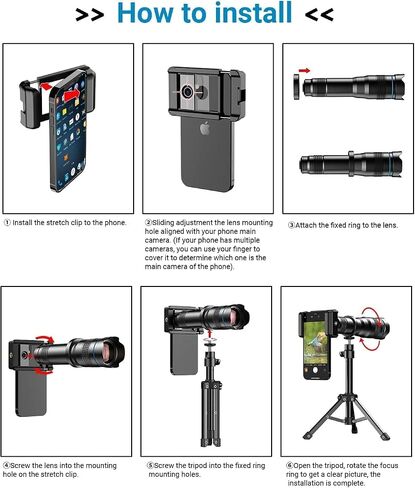 36X Telephoto Lens, Evil Eye High Power HD Telephoto Phone Lens with Tripod for Android & iPhone, Samsung and Most Smartphone in Kuwait