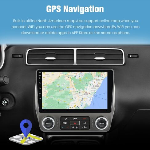ستيريو راديو السيارة Junsun لسيارة Chevy Camaro 2010-2015 CarPlay Android Auto | 5G WiFi 2G RAM 64G ROM Biult in Wireless CarPlay Android Auto BT 5.0 GPS Navigation DSP SWC مع كاميرا احتياطية 1080P in Kuwait