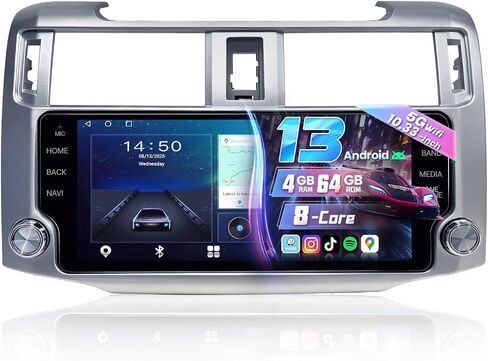 8Core 10.33" 4+64G Radio for Toyota 4Runner 2010-2019 for JBL | CarPlay Android Auto,Android 13 HD IPS Screen 4Runner Stereo 5Ghz Wifi GPS 48-EQ DSP BT5.0 FM AM 1080P Backup Camera,Silver in Saudi Arabia