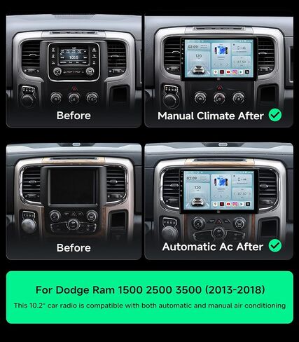 Car Radio for Dodge Ram 1500 2500 3500 2013-2018, CarPlay Android Auto | 10.2" HD Stereo touchscreen, 64G storage, 5G WiFi GPS Navigation, wireless phone link, Bluetooth FM AM SWC, HD backup camera in Saudi Arabia