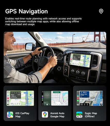 Car Radio for Dodge Ram 1500 2500 3500 2013-2018, CarPlay Android Auto | 10.2" HD Stereo touchscreen, 64G storage, 5G WiFi GPS Navigation, wireless phone link, Bluetooth FM AM SWC, HD backup camera in Saudi Arabia