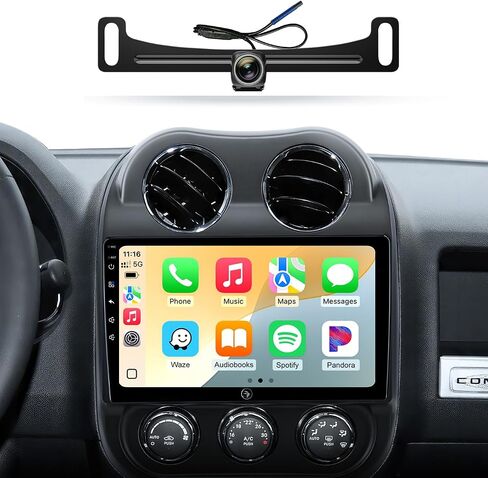 Car Radio for Jeep Compass Patriot 2010-2016, Wireless CarPlay Android Auto | 10.2 inch HD Stereo touchscreen, 64G storage, 5G WiFi GPS, Bluetooth FM AM SWC, plug-and-play, AHD backup camera in Saudi Arabia