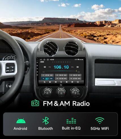 Car Radio for Jeep Compass Patriot 2010-2016, Wireless CarPlay Android Auto | 10.2 inch HD Stereo touchscreen, 64G storage, 5G WiFi GPS, Bluetooth FM AM SWC, plug-and-play, AHD backup camera in Saudi Arabia