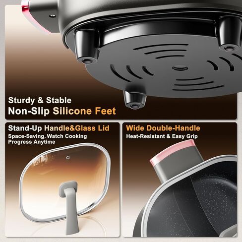 Stariver 6L Electric Hot Pot with Divider, Dual-Flavor Shabu Shabu Pot | 1300W Fast Heating, 5-Temp Control & Non-Stick Coating, Great for Shabu Shabu, Fondue, Family Dinner, Party, Home, Dorm in Saudi Arabia