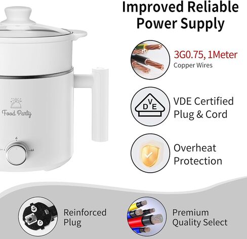 Hot Pot Electric Pot for Cooking Ramen Cooker 1.6L College Dorm Room Essentials Mini Hotpot Shabu Shabu Pot 110V Noodle Cooker Non Stick in Saudi Arabia