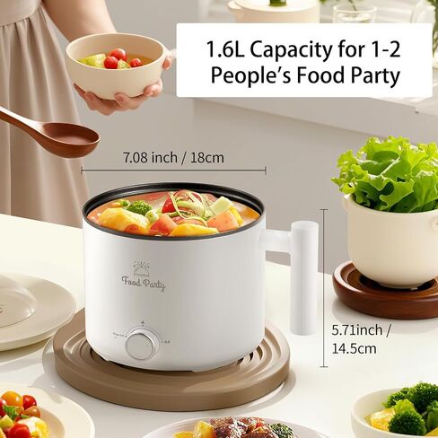Hot Pot Electric Pot for Cooking Ramen Cooker 1.6L College Dorm Room Essentials Mini Hotpot Shabu Shabu Pot 110V Noodle Cooker Non Stick in Saudi Arabia
