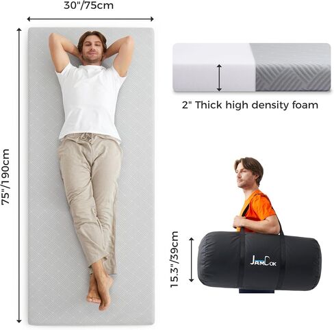 Cooling Foam Camping Mattress for Hot Sleeper,Waterproof(75x30x2“) | Portable Sleeping Pad with Carry Bag,Roll Up Cot Mattress Topper for Summer Camping Bed,Hiking,Car in Saudi Arabia