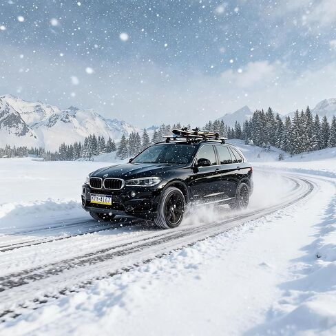 Ski& Snowboard Roof Racks, Ski Roof Racks with Anti-Theft Lock Racks Carrier for Snowboards Universal Ski Top Holder Fits for Square/Aero/Oval Cross Bars, Silver, Large in Saudi Arabia