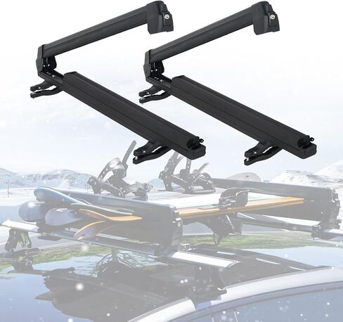 Ski& Snowboard Roof Racks, Ski Roof Racks with Anti-Theft Lock Slide Ski Racks Extending Carrier for Snowboards Universal Ski Top Holder Fits for Square/Aero/Oval Cross Bars, Black, Extra- Large in Saudi Arabia