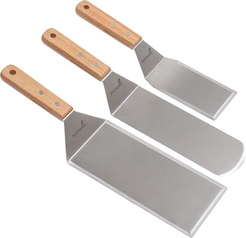 Stainless Steel Spatula Set - Heavy Duty Spatula and Scraper - Great for Cast Iron Griddle BBQ Flat Top Grill - Commercial Grade in Kuwait