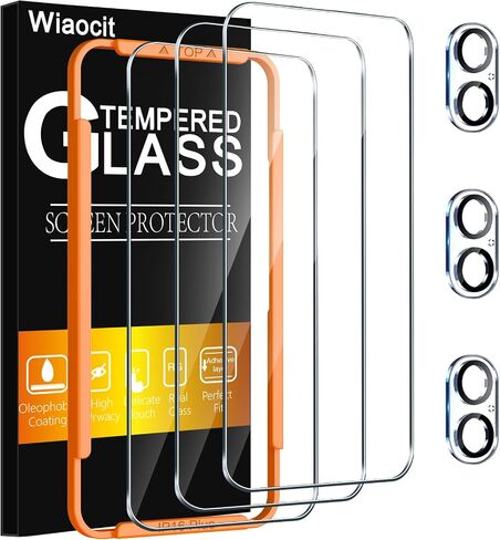 واقي شاشة من الزجاج المقوى من Wiaocit مكون من 3 قطع لهاتف iPhone 17 Pro Max | صلابة 9H، إطار التثبيت، خالي من الفقاعات، صديق للحافظة in Kuwait