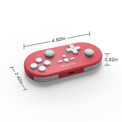 ShanWan Mini Bluetooth Controller ,for Switch 2/OLED/Lite, Steam Deck, PC, PS 4, Android & iOS, 1000Hz Polling Rate, Custom Macro Buttons, 6-Axis Gyro, Turbo Burst Function, Linear Motor Vibration（Red） in Saudi Arabia