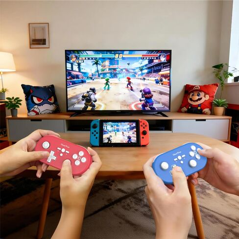 ShanWan Mini Bluetooth Controller ,for Switch 2/OLED/Lite, Steam Deck, PC, PS 4, Android & iOS, 1000Hz Polling Rate, Custom Macro Buttons, 6-Axis Gyro, Turbo Burst Function, Linear Motor Vibration（Red） in Saudi Arabia
