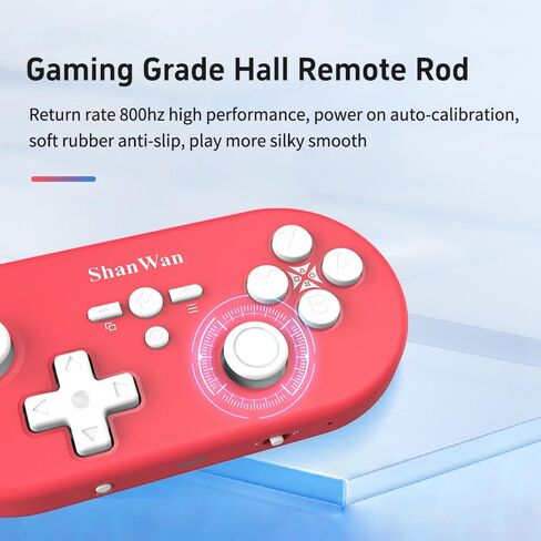 ShanWan Mini Bluetooth Controller ,for Switch 2/OLED/Lite, Steam Deck, PC, PS 4, Android & iOS, 1000Hz Polling Rate, Custom Macro Buttons, 6-Axis Gyro, Turbo Burst Function, Linear Motor Vibration（Red） in Saudi Arabia