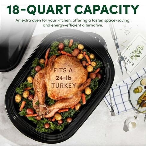 18Qt. Electric Roaster Oven With High Dome Lid, 8X Bonded Granite Enamel, New-Red (ART-718RH), Adjustable Temperature Dial, Keep Warm Setting in Saudi Arabia