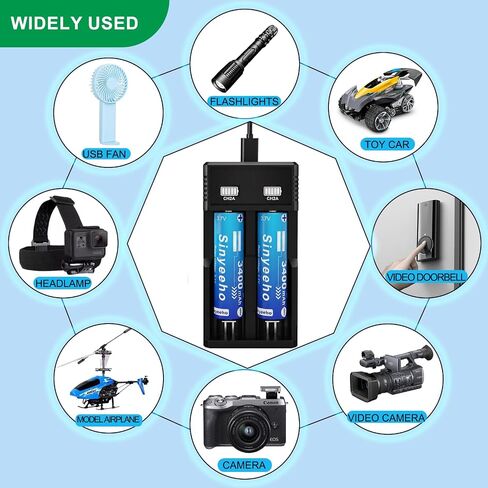 4-Pack Rechargeable Battery Charger Set 3400mAh High-Capacity Rechargeable Battery Pack, Battery Storage Case for 18650 Flat Top Batteries in Saudi Arabia