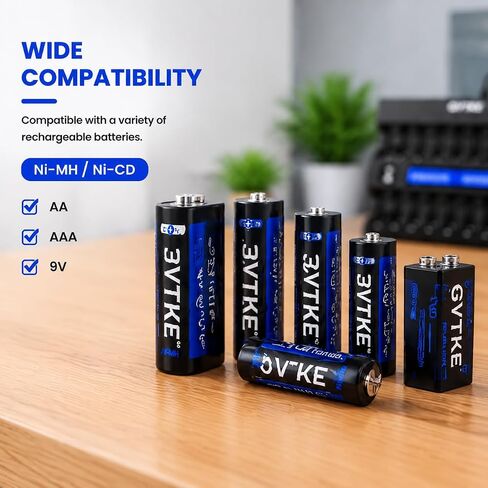 AA AAA Battery Charger,22 Bays Smart Universal LCD Display Battery Charger | 9V Battery Charger,For Team Users,Home,Karaoke,Security Dep.,Patrol Team,2-Year warranty in Saudi Arabia