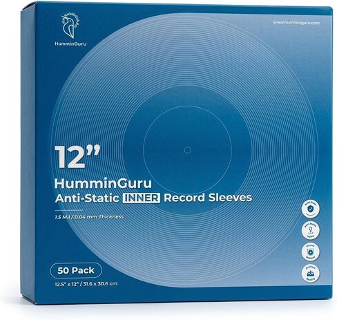 HumminGuru 3-Ply Inner Record Sleeves 12 Inch (12" Premium Inner Sleeves) | Archival Rice Paper Lined Master Sleeve. Anti-Static Vinyl Record Sleeve, Acid-Free Thick HDPE 3+1 Layer In 7 Mil, 50 Pack in Kuwait