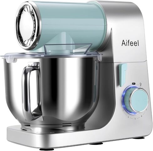 Stand Mixer,6.5QT Electric Mixer,700W DC Motor with Low Noise Green-Silver | Kitchen Mixer with Dough Hook,Flat Beater,Whisk,Splash Guard,7 Speeds,Dishwasher-Safe Attachments for Cake & Bread in Saudi Arabia