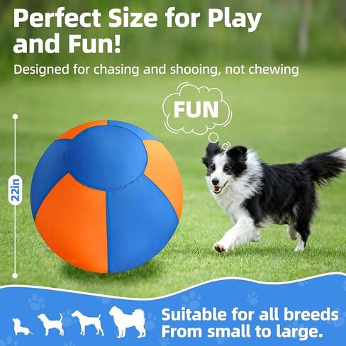 TVM Herding Ball for Dogs 25", Durable Waterproof Dog Herding Ball Outdoor, Large Interactive Dog Play Ball for Herding Breeds to Push Chase & Roll (Orange+Blue) in Saudi Arabia
