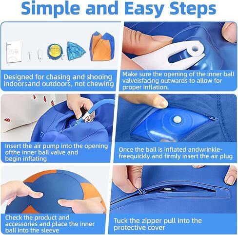 TVM Herding Ball for Dogs 25", Durable Waterproof Dog Herding Ball Outdoor, Large Interactive Dog Play Ball for Herding Breeds to Push Chase & Roll (Orange+Blue) in Saudi Arabia