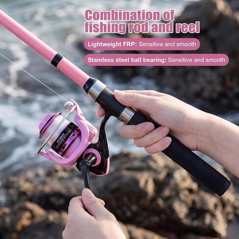 Fishing Rod and Reel Combo,2 Pcs 2.1M Telescoping Fishing Rod | with Carrier Bag,Spinning Reels,2 Lines,Lures Baits,Suitable for Beginners Fishing Gifts for Men Women Saltwater Freshwater in Saudi Arabia