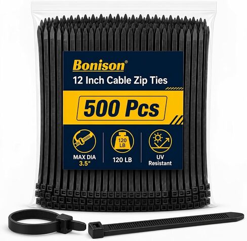 Zip Ties 8 inch Heavy Duty Zip Ties with 120 Pounds Tensile Strength, Black Cable Ties for Multi-Purpose Use, Self-Locking UV Resistant Nylon, 100 Pcs in Saudi Arabia