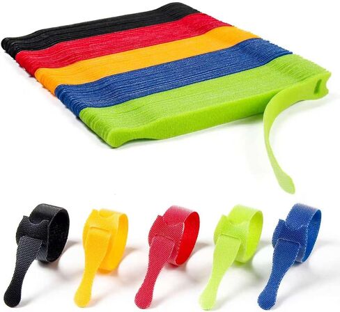 OneLeaf 60Pcs Reusable Cable Ties with Hook and Loop, 3 Sizes Wire Ties | Fastening Multi-Purpose Cable Straps, Adjustable Cable Management Ties for Organizing Computer/ TV/ Electronics, 5 Colors in Saudi Arabia