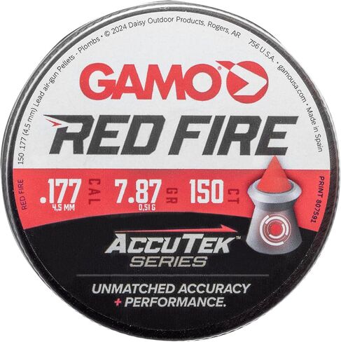 Gamo Red Fire .177 Caliber Pointed Pellets with Polymer Tip - 150 Count Tin - Red/Lead in Saudi Arabia