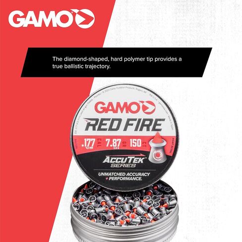 Gamo Red Fire .177 Caliber Pointed Pellets with Polymer Tip - 150 Count Tin - Red/Lead in Saudi Arabia