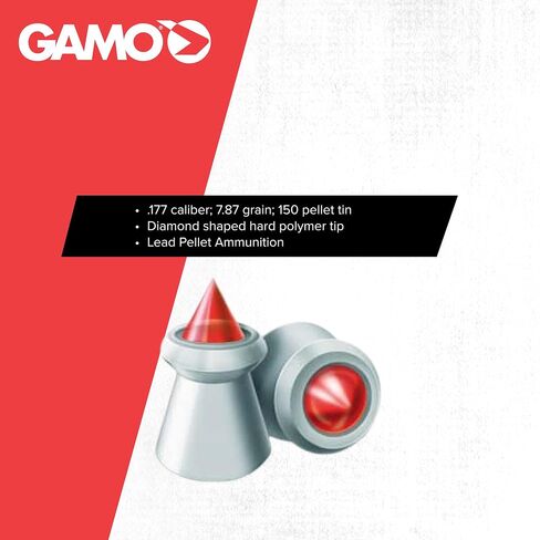 Gamo Red Fire .177 Caliber Pointed Pellets with Polymer Tip - 150 Count Tin - Red/Lead in Saudi Arabia