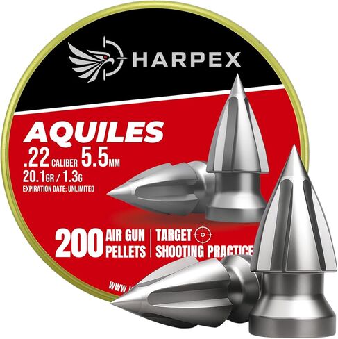 Harpex Pointed Arrowhead .22 Cal Airgun Pellets, 20.1 Grain, 200-Count | High Penetration Lead, Ideal for Target Shooting, Legal Hunting & Small Game, Aquiles Line, 12.2mm Length, 5.5mm Diameter in Saudi Arabia