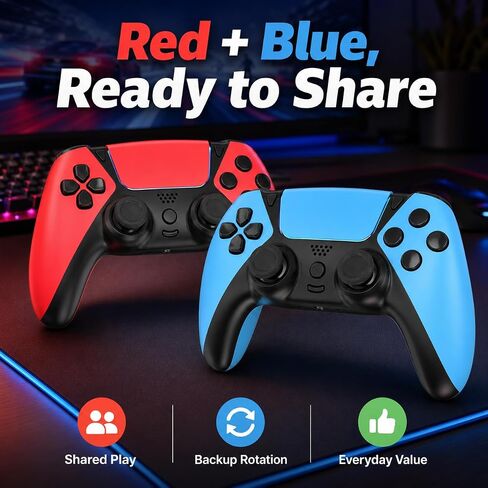Wireless for PS4 Controller with Anti Drift ALPS Stick Back Paddles Turbo | Work with PlayStation 4/Slim/Pro,13-button Macro,1200mAh Battery,Type-C Charging,4-way Game Feedback,2 Pack for DualShock in Saudi Arabia