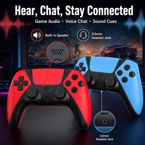 Wireless for PS4 Controller with Anti Drift ALPS Stick Back Paddles Turbo | Work with PlayStation 4/Slim/Pro,13-button Macro,1200mAh Battery,Type-C Charging,4-way Game Feedback,2 Pack for DualShock in Saudi Arabia
