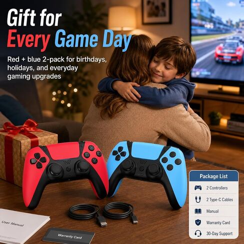 Wireless for PS4 Controller with Anti Drift ALPS Stick Back Paddles Turbo | Work with PlayStation 4/Slim/Pro,13-button Macro,1200mAh Battery,Type-C Charging,4-way Game Feedback,2 Pack for DualShock in Saudi Arabia